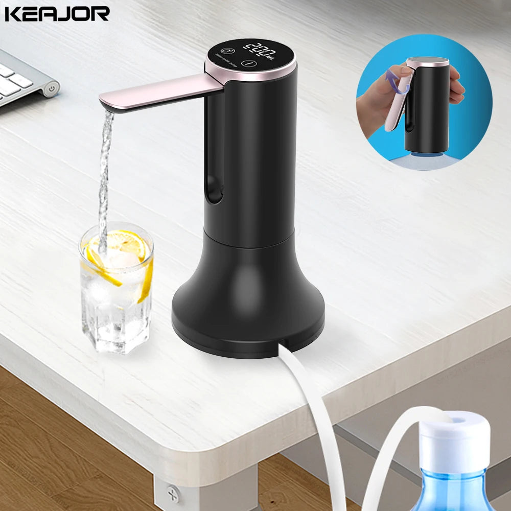 Bomba Elétrica Recarregável para Galão de Água – Dispensador Dobrável Automático para Garrafas de 19 Litros