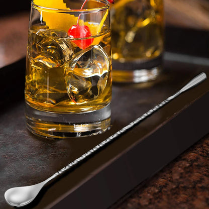 Agitadores de Cocktail em Aço Inoxidável – Kit de Colheres para Bartender com Cabo Longo