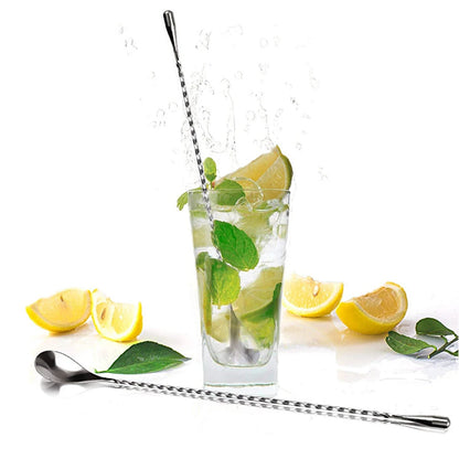 Agitadores de Cocktail em Aço Inoxidável – Kit de Colheres para Bartender com Cabo Longo