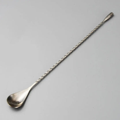 Agitadores de Cocktail em Aço Inoxidável – Kit de Colheres para Bartender com Cabo Longo
