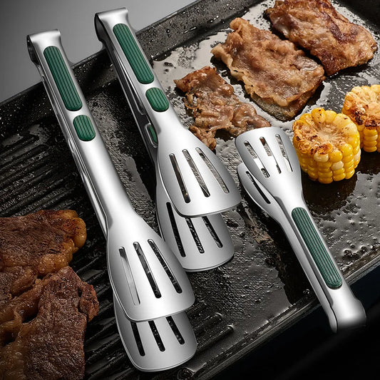 Pinça Antiderrapante de Aço Inoxidável – Ideal para Churrasco, Salada, Carne e Pão 🍖🥗🥖