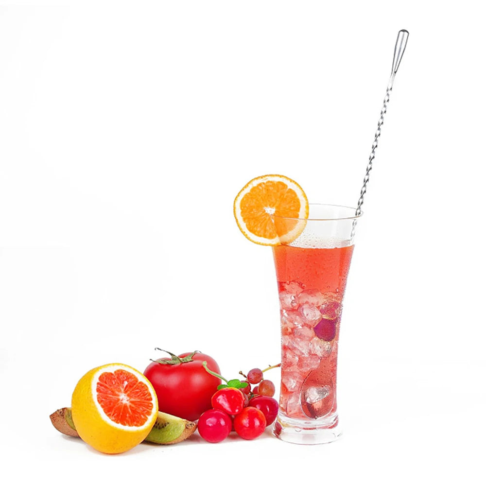 Agitadores de Cocktail em Aço Inoxidável – Kit de Colheres para Bartender com Cabo Longo